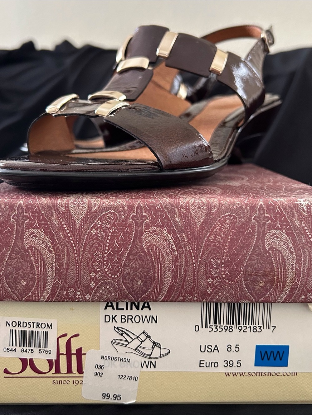 Sofft Alina Brown Patent Leather Slingback Sandals - 8.5WW - Picture 6 of 6